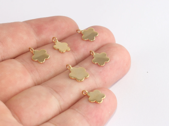 8,5x11mm 24 Parlak Altın Çiçek Tılsımı, Yonca Kolye Ucu, Papatya XP326