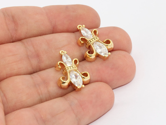16x22mm 24k Shiny Gold Fleur De Lis Charms, Fleur De Lis MTE858