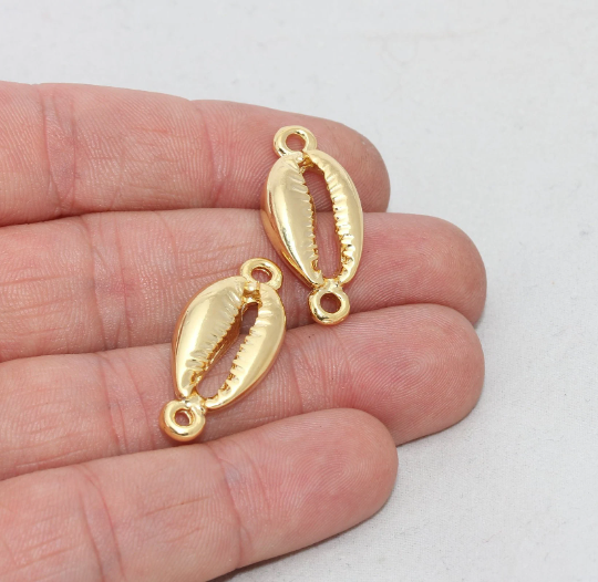 Collana con conchiglia di ciprea in oro lucido 24k, 13x29 mm, AE279