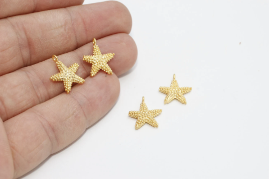 13x16mm 24k Matt Gold Starfish, Starfish Charms, Sea , BRT601