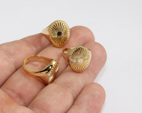 17mm 24k Shiny Gold Rings, Large Round Rings, Statement MLS161