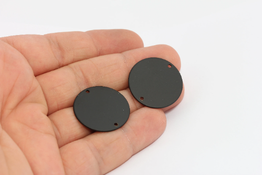 20mm Black Plated Disc Charms, Coin Charms, Round ,  MTE619