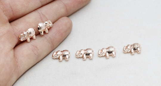 6x13 mm Gül Altın Fil Boncukları, Küçük Fil Tılsımı, Fil ROSE298