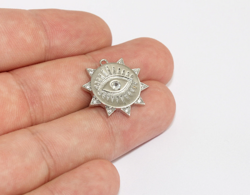 Rhodium Plated Eye Charms