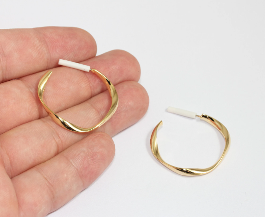 33mm 24k Shiny Gold Plated Hoop Earrings, Hoop Earrings, CHK602