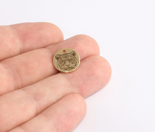 14 mm 24 Ayar Parlak Altın Madeni Paralar, Kazınmış Kaplan Madeni Paraları, Kaplan ETS109