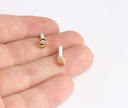 Hamsa Earrings, Micro Pave Hamsa