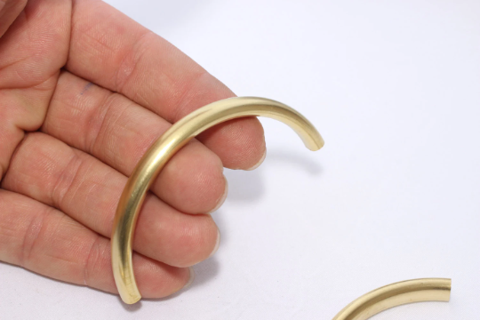 70mm Raw Brass Curved Tubes, Cuff Bracelet, Semi Circle CHK51