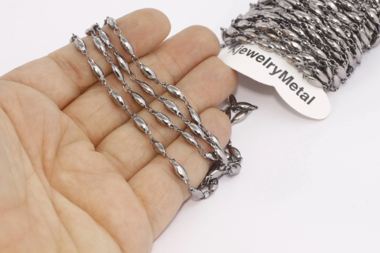 3,5x8mm Bronz Çubuk Zincir, Lehimli Zincir, Kolye BXB137-2