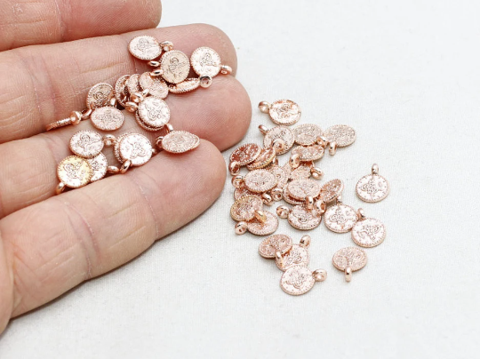 8 mm Gül Kaplama Osmanlı Diski, Osmanlı Takısı, Yuvarlak ROSE273