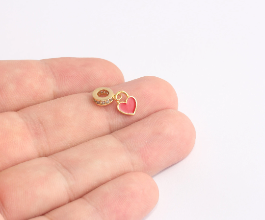 2,5x7mm 24k Shiny Gold Heart Beads, Micro Spacer Beads CHK676-4