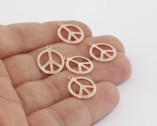 Ciondolo con simbolo della pace in oro rosa 14x16 mm, ROSE35
