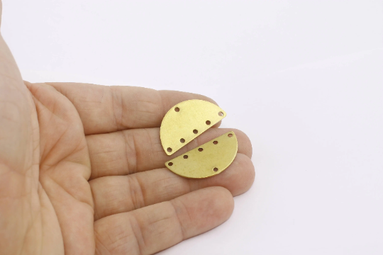 Raw Brass Half Moon, Holes Semi Circle, Moon Pendany, AC1