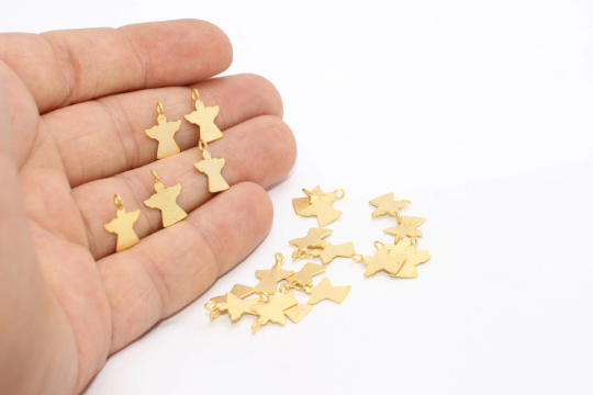 10x13mm 24k Matt Gold Angel Charm, Tiny Angel Charm, BRT255