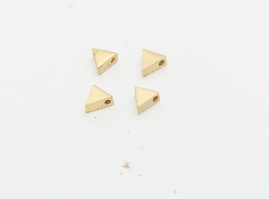 9mm Raw Brass Triangle Beads, Triangle Charms, Spacer MTE721