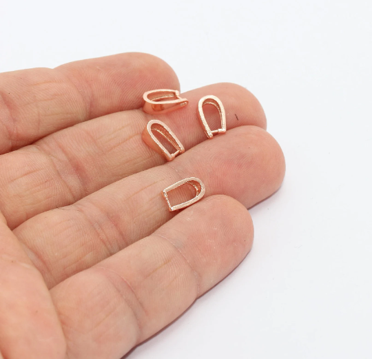 Rose Gold Pinch Bails, Pendant Bails