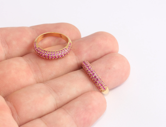 17mm 24k Shiny Gold Micro Pave Closed Rings, Dainty SLM521