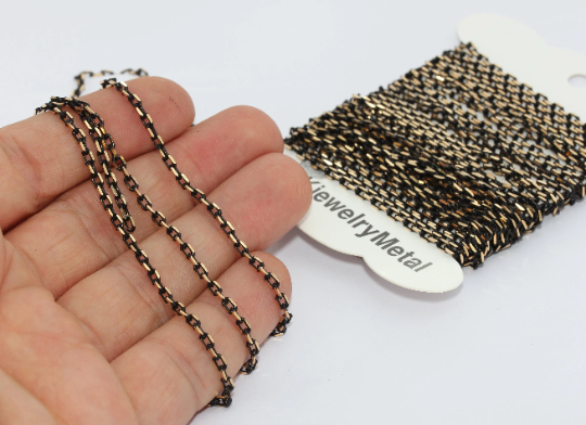 2,6x4mm Black Faceted Rolo Chain, Black Link Chain, Bulk Lot  BXB122-3