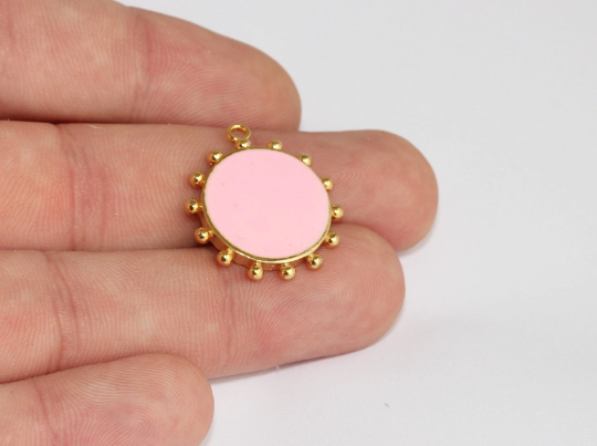 22mm 24k Shiny Gold Plated Sun Pendant, Sun Necklace, MLS778
