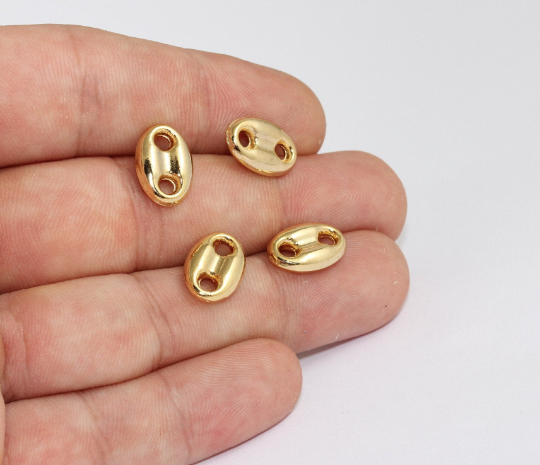 10x15mm 24 ayar Parlak Altın Düğme Takılar, Düğme, Altın MLS299