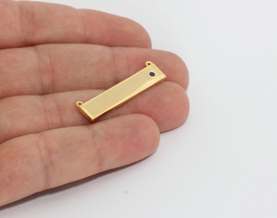 Shiny Gold Cz Bar Pendant