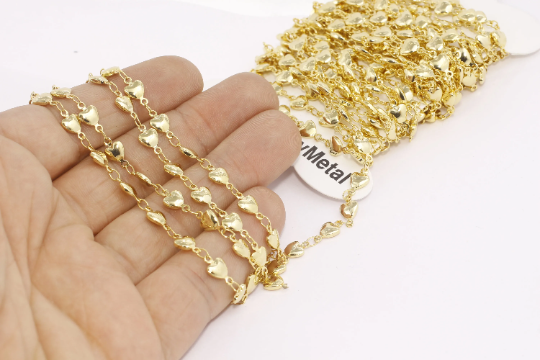 24k Shiny Gold Heart Chain, Choker Bar Chain, Soldered     BXB140
