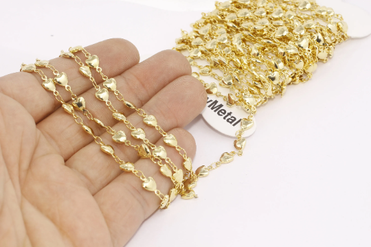 24 Ayar Parlak Altın Kalp Zincir, Choker Çubuk Zincir, Lehimli BXB140