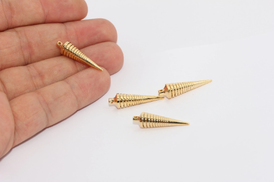 7x27mm 24k Parlak Altın Sivri Uçlu Tılsımlar, Uzun Çubuk, Sivri Uç, MTE764