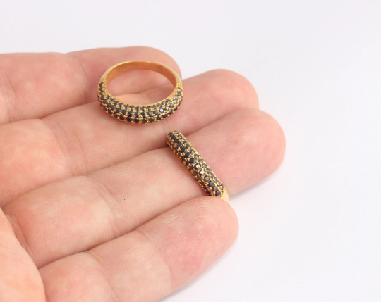 17mm 24k Shiny Gold Micro Pave Closed Rings, Dainty , SLM524