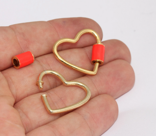 Shiny Gold Heart Screw Clasp Lock