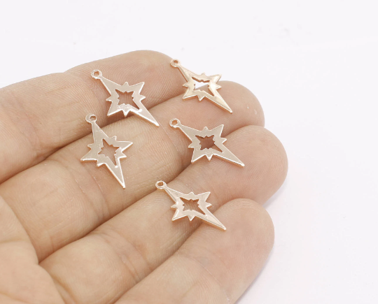 14x22mm Rose Gold Pole Star, North Star Pendant, Pole ROSE619