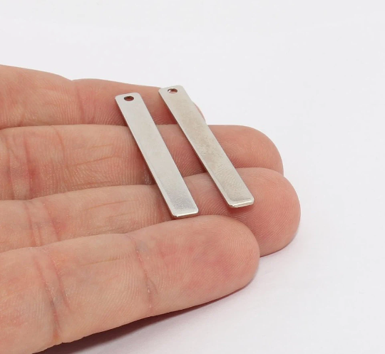 5x40mm Rodyum Kaplamalı İsimlik Çubuğu, Dikdörtgen Çubuk, MTE943
