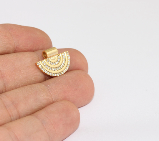 Micro Pave Semicircle Charms