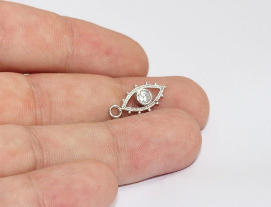 Rhodium Plated Evil Eye