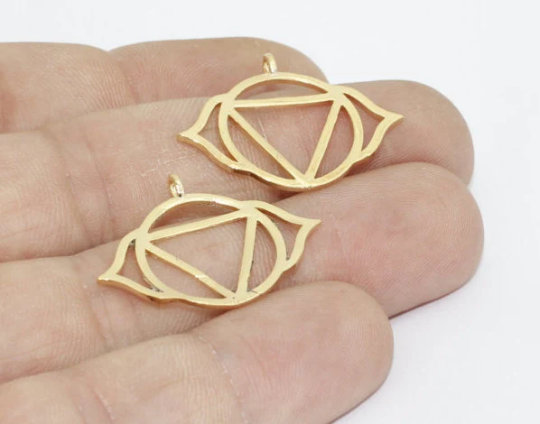 21x28mm 24k Shiny Gold Chakra Charms, Chakra Gold, BRT664