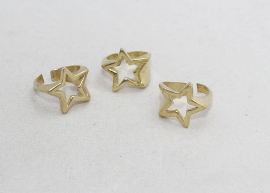 17mm Raw Brass Star Rings, Star Jewelry, Dainty Rings, Brass LA37