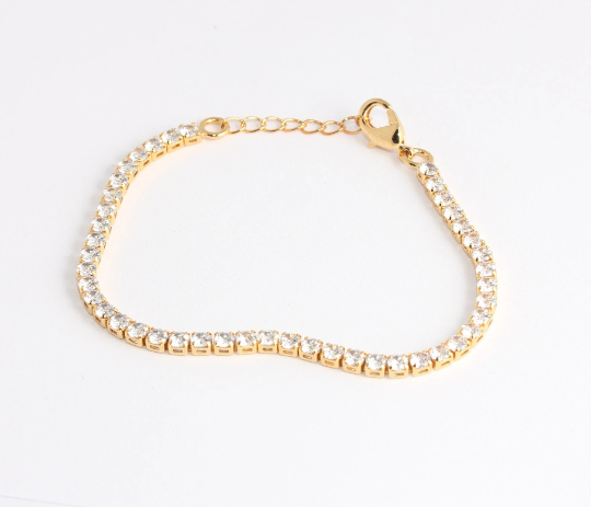 7'' 24k Shiny Gold Tennis Bracelet, Cubic Zirconia Tennis           BXB286-1