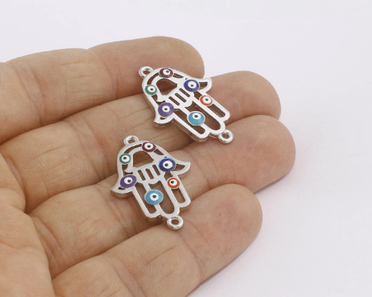 20x29mm Gümüş Kaplama Hamsa, Nazar Boncuğu Hamsa, Hamsa ZRCN312