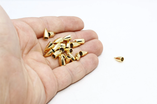 5x11mm 24k Shiny Gold End Caps, Inner Size 3,8mm, Gold MTE70