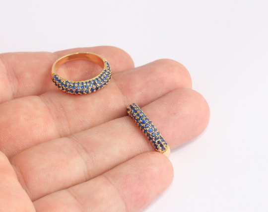 17mm 24k Shiny Gold Micro Pave Closed Rings, Dainty , SLM522
