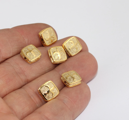 Perline quadrate in oro lucido 24k da 9,5 mm, perline distanziatrici in oro MLS215