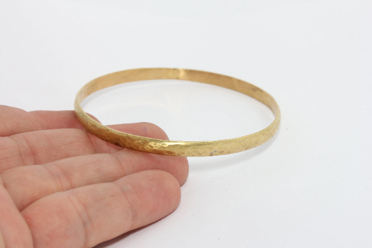 6mm Raw Brass Domed Bracelet, Hammered Bracelet,              TFK9-1
