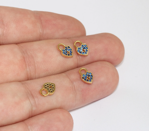 Shiny Gold Heart Lock Charms