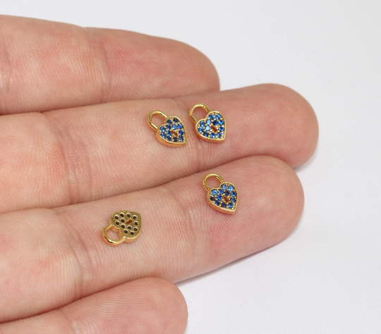 Shiny Gold Heart Lock Charms