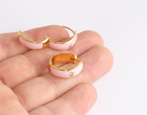 Earrings, CZ Hoops, Enamel