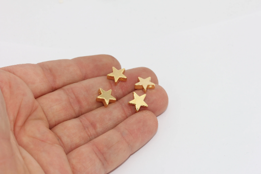 10,5mm 24k Shiny Gold Star Beads, Star,Star Jewelry, MTE1010