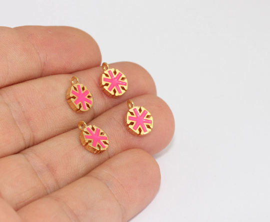 8x10mm 24 ayar Parlak Altın Kar Tanesi Tılsımı, Kar Tanesi MLS91