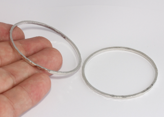 Bracciale placcato rodio da 55 cm, bracciale martellato, bracciale BXB378-1