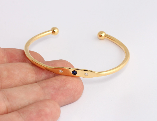 24k Shiny Gold Cuff CZ Bracelet Bangle Wire Bracelet Gold CHK630