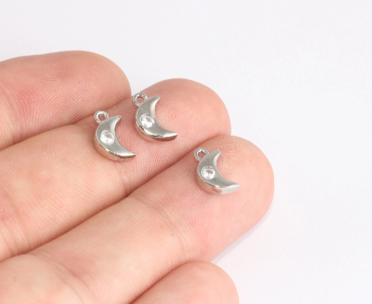 Rhodium Plated Moon Charms